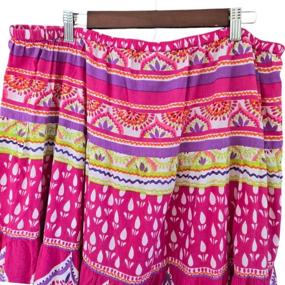 Liz & Me Womens Boho Maxi Skirt Elastic Waist Pink Purple 14/16W - Picture 7 of 9